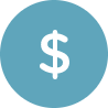 White dollar sign inside blue circle icon reflects Acadia Connect™ financial assistance for prescriptions